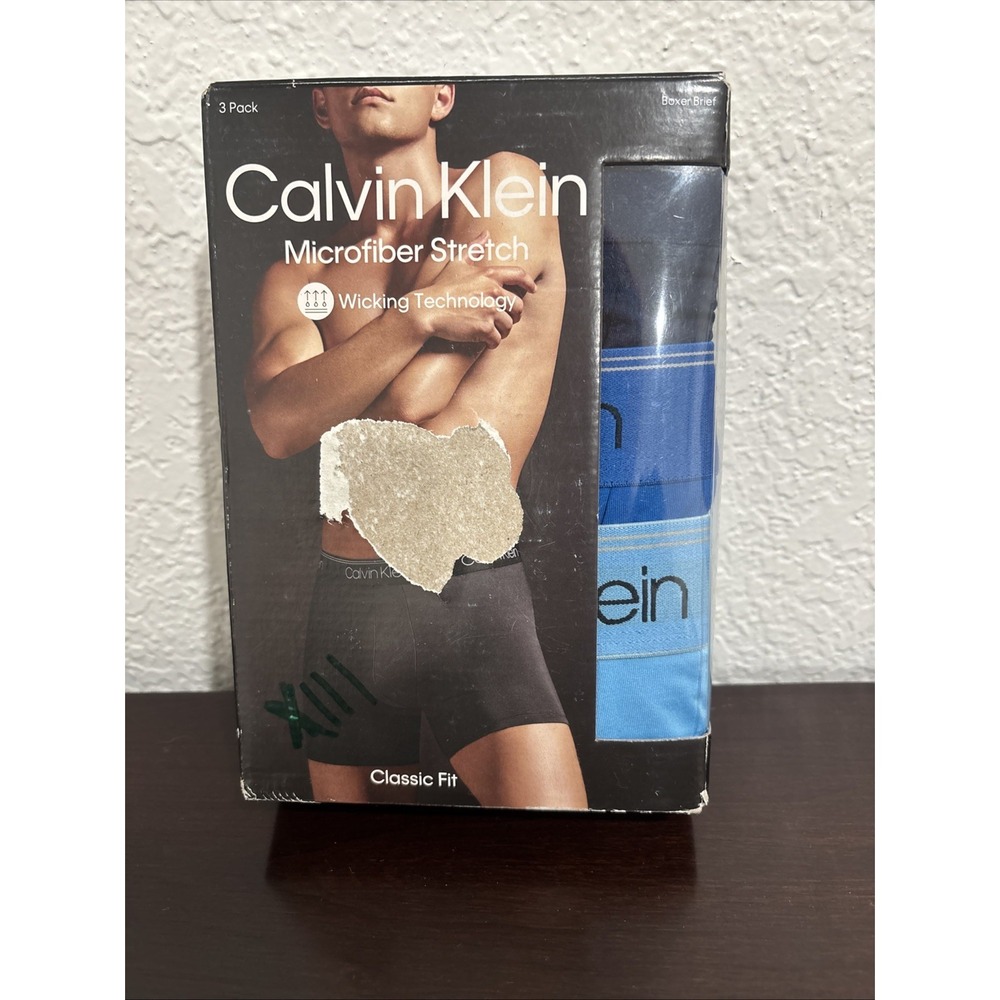 Calvin Klein NB2570400 Men's Medium Microfiber Underwear - Blue (3 Pack)